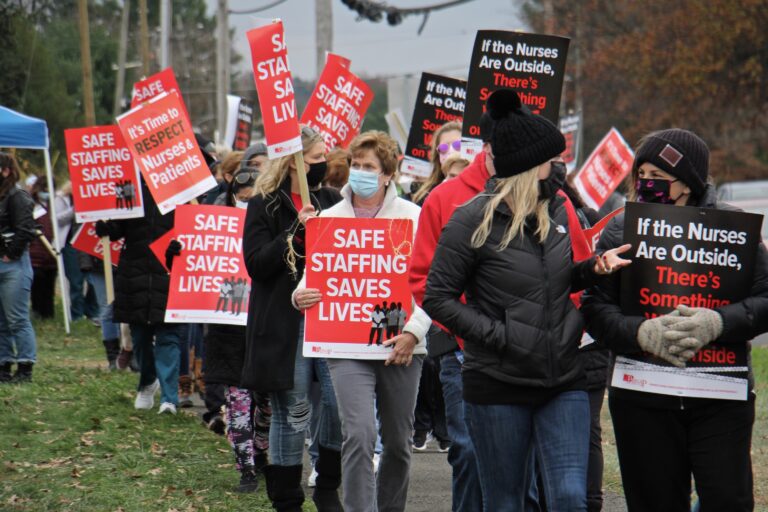 Nurses at St. Mary Medical Center strike for safer staff levels as coronavirus surges