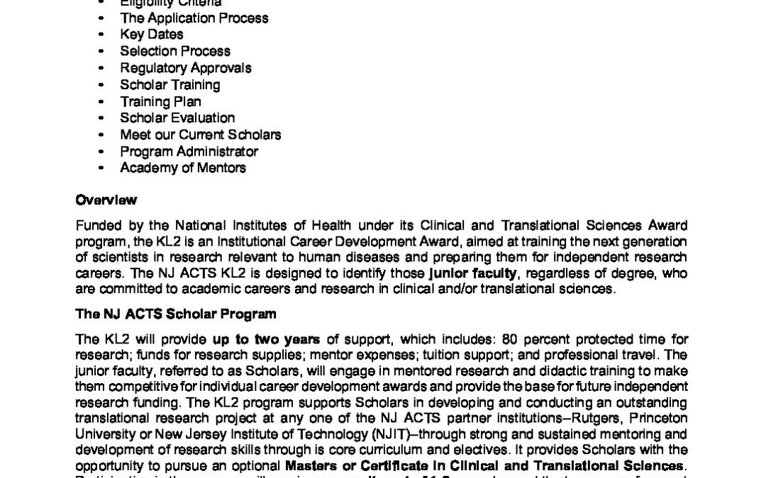 Program Description – Translational Scientist Junior Faculty Scholar Program Description Final 8 6 2020